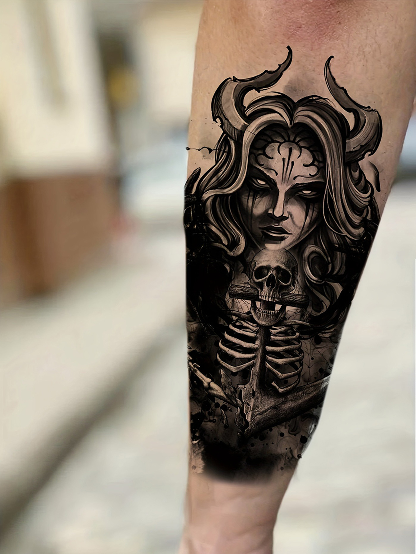 Dark Girl Sketch Temporary Tattoo